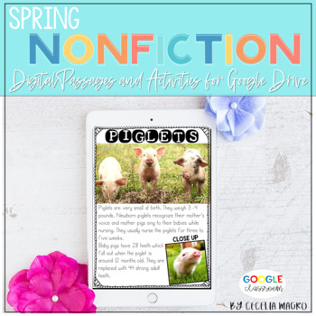 Preview of GOOGLE CLASSROOM Digital Spring Nonfiction Passages and Comprehension