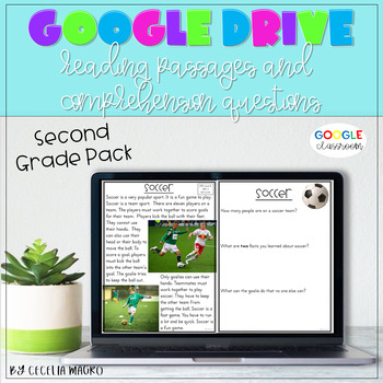 Preview of GOOGLE CLASSROOM Reading Comprehension Passages and Questions 2nd Grade