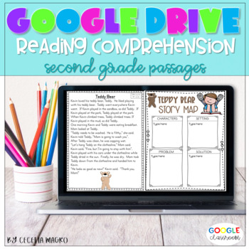 Preview of GOOGLE CLASSROOM Reading Comprehension Passages and Questions Volume 2 2nd Grade