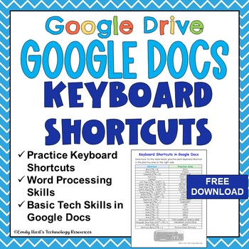 Preview of GOOGLE DOCS: Keyboard Shortcuts Practice Worksheet Google Docs - FREE DOWNLOAD