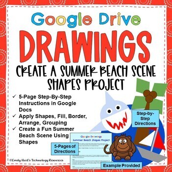 Preview of GOOGLE DRAWINGS: Create a SUMMER BEACH SHAPES PROJECT using Google Drawings