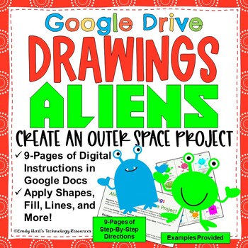 Preview of GOOGLE DRAWINGS: Create an ALIENS in OUTER SPACE PROJECT using Google Drawings