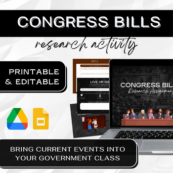 Preview of GOOGLE DRIVE Government | Congress Bills Research Activity | EDITABLE