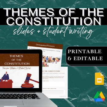 Preview of GOOGLE DRIVE | Government Themes of the Constitution Lecture +Activity| EDITABLE