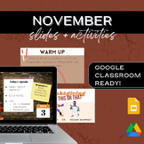 GOOGLE DRIVE | November Thanksgiving Daily Agenda Warm Ups