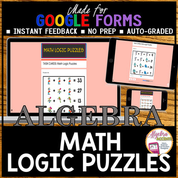Preview of GOOGLE FORMS Algebra 1 | Math Logic Puzzles