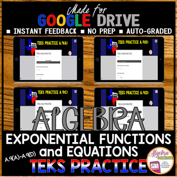 Preview of GOOGLE FORMS Algebra 1 STAAR TEKS A.9 Exponential Functions and Equations
