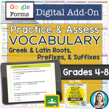 Preview of GOOGLE FORMS Greek and Latin Roots, Prefixes, & Suffixes Practice & Assess