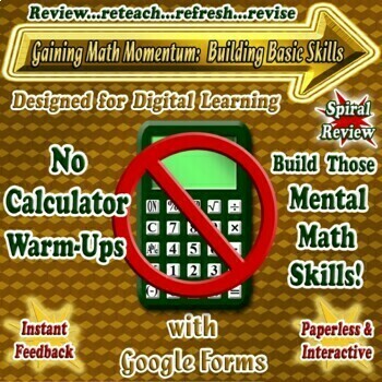 Preview of GOOGLE FORMS Math No Calculator Exercises - Mental Math Skills Mixed Review