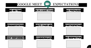 Preview of GOOGLE MEET/ ZOOM EXPECTATION TEMPLATE (EDITABLE)