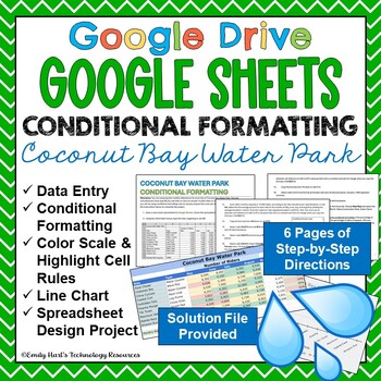 Preview of GOOGLE SHEETS: CONDITIONAL FORMATTING - Water Park, Average, Charts, Color Scale