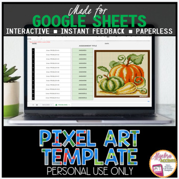 Preview of GOOGLE SHEETS DIY Digital Pixel Art Template EDITABLE | THANKSGIVING Activity