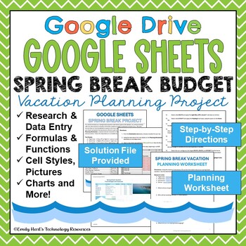 Preview of GOOGLE SHEETS: Spring Break Vacation Planning Project - Research, Formulas