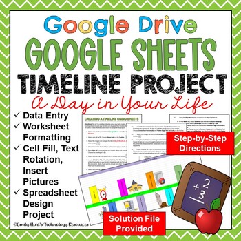 Preview of GOOGLE SHEETS: TIMELINE PROJECT - A DAY IN YOUR LIFE - Cell Fill, Formatting