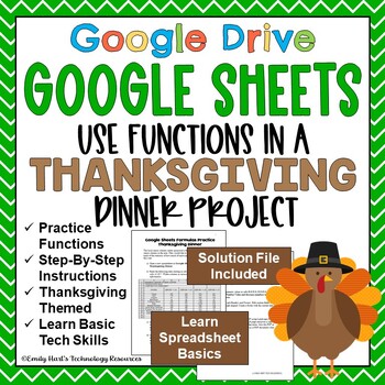 Preview of GOOGLE SHEETS: Thanksgiving Spreadsheet Using Basic Functions