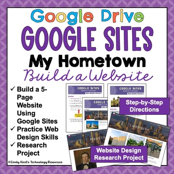 Preview of GOOGLE SITES: BUILD A WEBSITE - My Hometown - Web Design Research Project