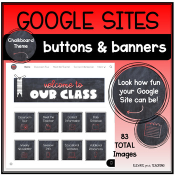 Preview of GOOGLE SITES Buttons & Banners | Chalkboard Theme Website