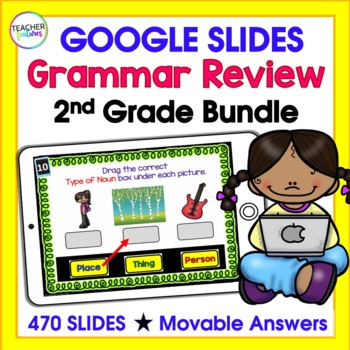 Preview of 2nd Grade GRAMMAR PRACTICE Parts of Speech REVIEW Sorts GOOGLE SLIDES BUNDLE