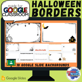 Preview of GOOGLE SLIDES Borders | 10 | October/Pumpkins/Spiders | Back to School