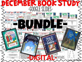 Preview of GOOGLE SLIDES DECEMBER BOOK STUDY BUNDLE NIGHT TREE HOW TO CATCH SANTA & MORE