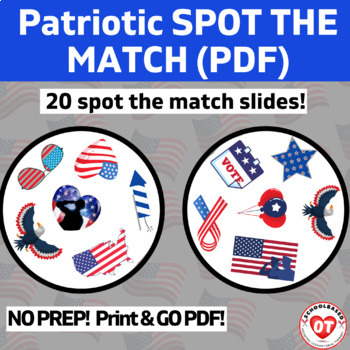 Preview of GOOGLE SLIDES MEMORIAL day patriotic themed spot the match virtual game