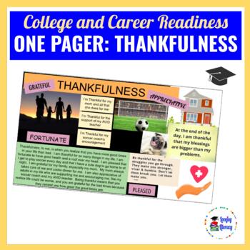 Preview of GOOGLE SLIDES Project l One Pager About Thankfulness for the avid learner