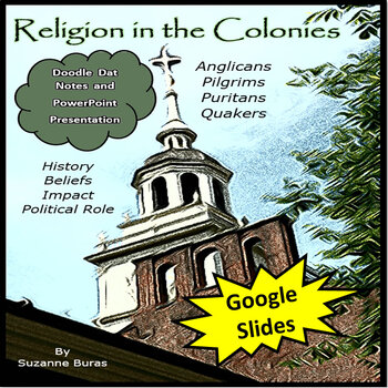 Preview of GOOGLE SLIDES:  Religion in the Colonies - PowerPoint and Doodle Dat Notes