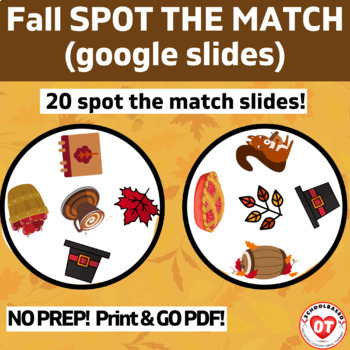 Preview of GOOGLE SLIDES VERSION: FALL themed virtual spot the match game