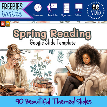 Preview of GOOGLE SLIDES templates daily agenda | Spring Reading Design | Editable 