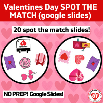 Preview of GOOGLE SLIDES valentines day spot the match virtual game