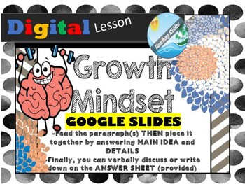 Preview of GOOGLE classroom / distance learning - SOCIAL EMOTIONAL - growth mindset