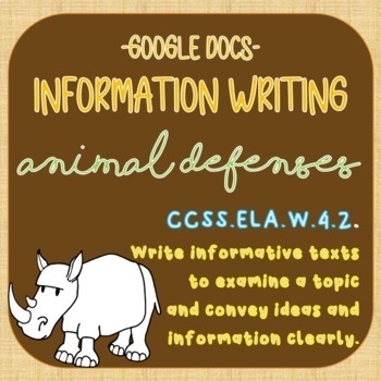 Preview of GOOGLEDRIVE: Animal Information Writing Unit 4.L.W.4.2. No Prep Online Research 