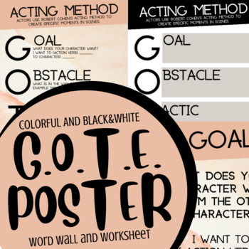 Preview of GOTE Acting Method Poster, Word Wall, Worksheet