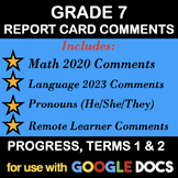 Preview of GR 7 REPORT CARD COMMENTS - FULL YEAR