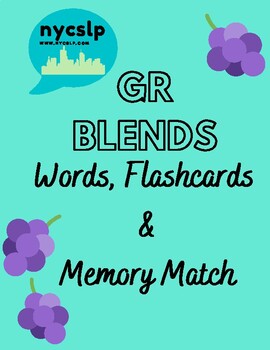 Preview of GR Blends one syllable words, flashcards & memory match