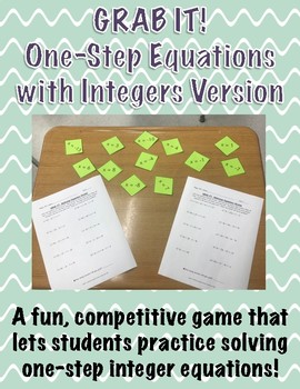 Preview of GRAB IT!  A One-Step Equations with Integers Game