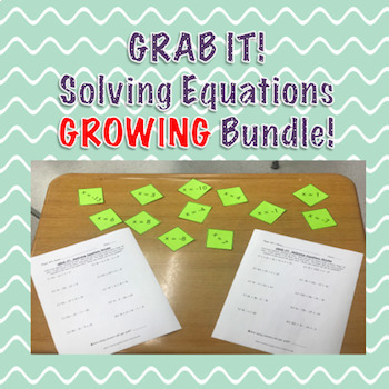 Preview of GRAB IT!  Solving Equations Game GROWING BUNDLE