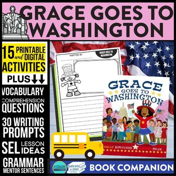 Preview of GRACE GOES TO WASHINGTON activities READING COMPREHENSION worksheets read aloud