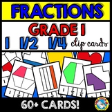 IDENTIFYING BEGINNER FRACTIONS CLIP CARD 1ST GRADE 1 HALVE