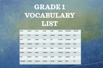 Preview of Grade 1 Vocabulary List - All Year Resource - Language/Literacy