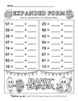 Preview of GRADE 2 MATH - 2 DIGIT NUMBERS IN EXPANDED FORM - FREE