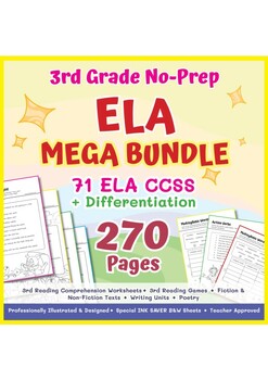 Preview of GRADE 3 ELA MEGA BUNDLE -- Grammar, Reading, Writing & More! Common Core-Aligned