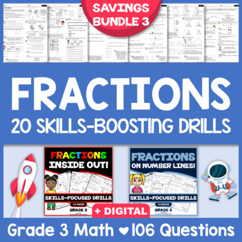 Preview of 3RD GRADE NUMBER & OPERATIONS FRACTIONS: 20 Skills-Boosting Practice Worksheets