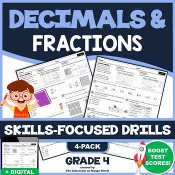 Preview of GRADE 4 DECIMALS & FRACTIONS: 4 Skills-Boosting Math Worksheets