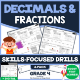 GRADE 4 DECIMALS & FRACTIONS: 4 Skills-Boosting Math Worksheets