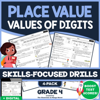 Preview of GRADE 4 PLACE VALUE: Skills-Boosting Math Worksheets | 4.NBT.1