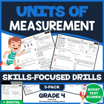 Preview of GRADE 4 UNITS OF MEASUREMENT: 5 Skills-Boosting Math Worksheets 4.MD.1 | 4.MD.2