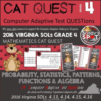 Preview of GRADE 4 VIRGINIA 2016 SOL MATH PSPFA  CAT QUEST TASK CARDS