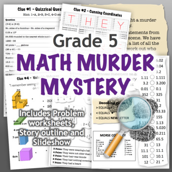 Preview of GRADE 5 CSI Math Murder Mystery Activity - Fun Review of all CCSS Topics