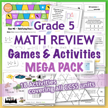 Preview of GRADE 5 Math Review Games & Activities MEGA PACK / Bundle CCSS Aligned